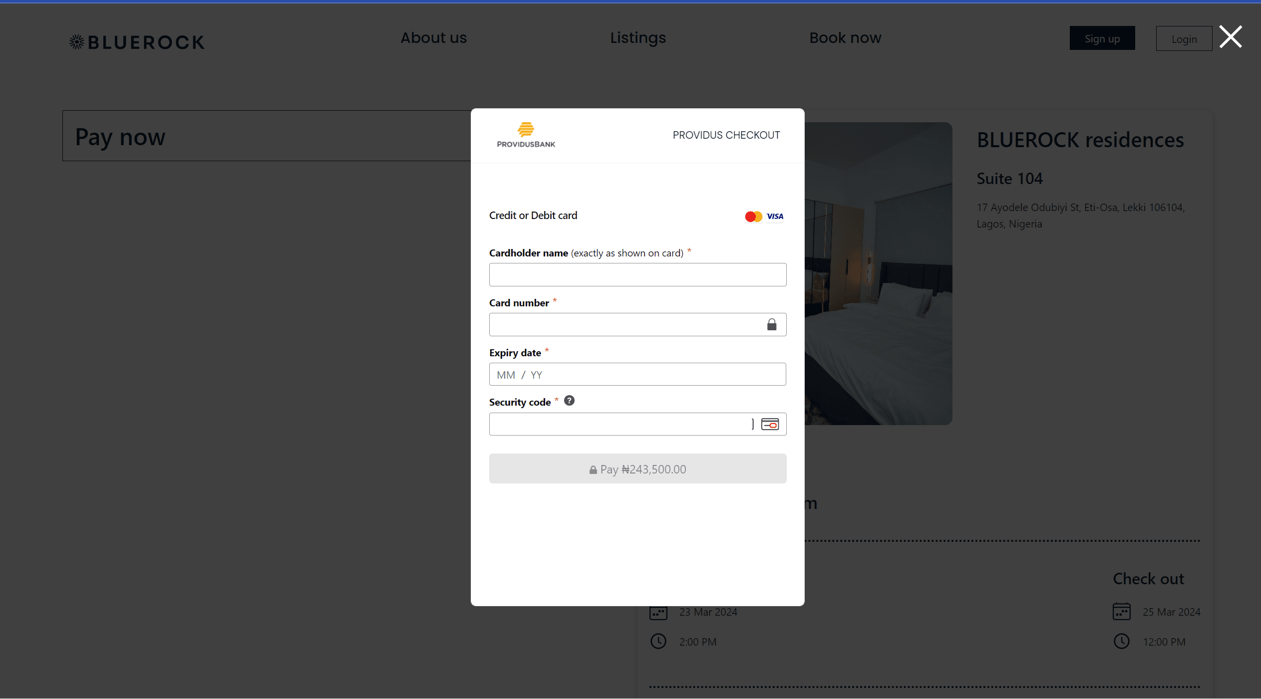 Bluerock Payment Page